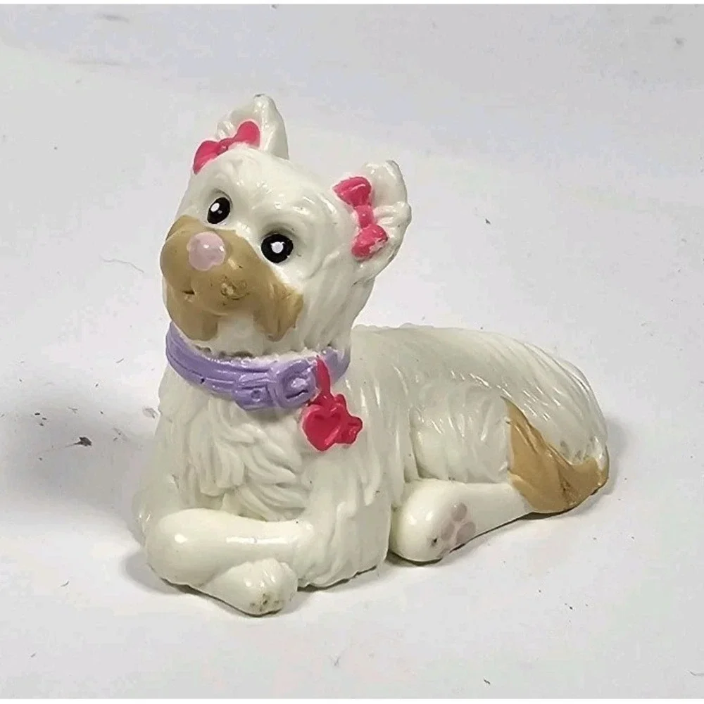 Fisher Price Loving Family Dollhouse Small‎ White Pet Dog Pink Bows